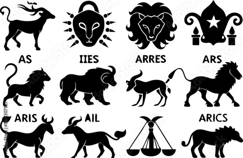 Zodiac Signs Silhouette Set – Astrology Vector Collection