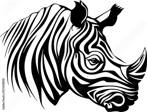 Rhinoceros - Black and White Isolated Icon - Vector illustration