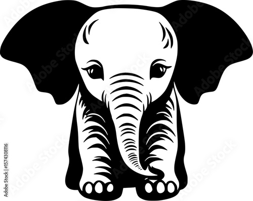 Elephant Baby - Minimalist and Flat Logo - Vector illustration