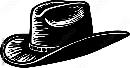 Cowboy Hat - Black and White Isolated Icon - Vector illustration