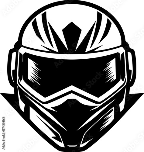 Helmet | Black and White Vector illustration