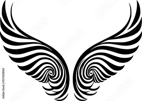 Wings - Black and White Isolated Icon - Vector illustration