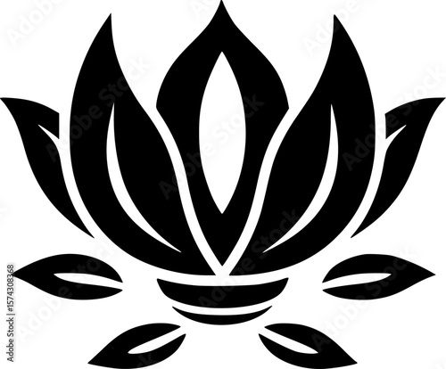 Lotus Flower | Minimalist and Simple Silhouette - Vector illustration