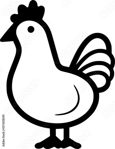 Chicken | Black and White Vector illustration