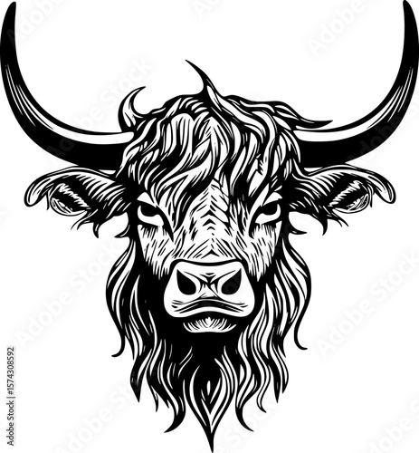Highland | Black and White Vector illustration