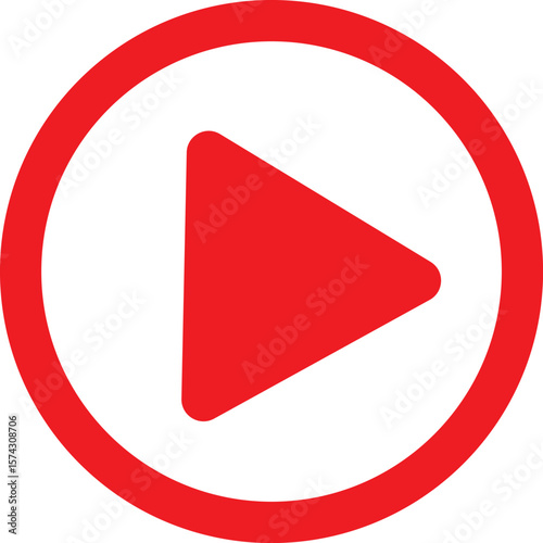 Free Download Red Play Button Icons – Video Play Symbols and Media Control Signs, Flat Vector Illustration of Red Play Video Icons Isolated on White Background - GFXLoad