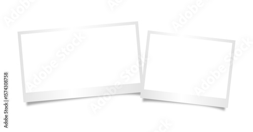 Horizontal Polaroid Photo Frame Mockup. Two Angled Instant Photos with Shadow