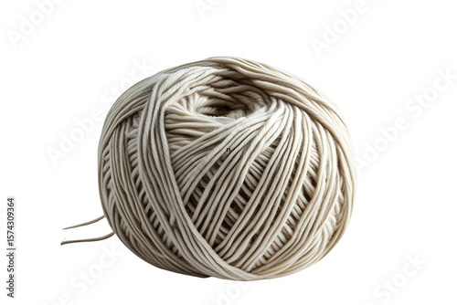 Close-Up of Cozy Wool Yarn Ball on Clean White Surface – Perfect for Knitting, Crochet, DIY Crafts, and Warm Winter Textile Backgrounds