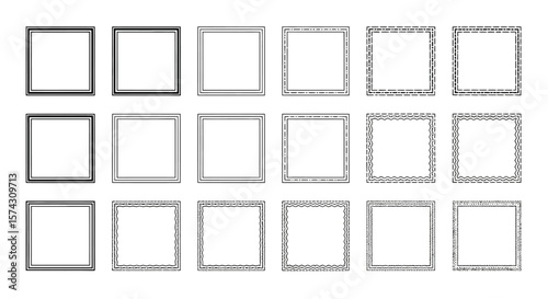 Geometric Symmetry: A series of identical, square-shaped frames aligned meticulously, presenting a study in minimalist design and repetitive aesthetics.