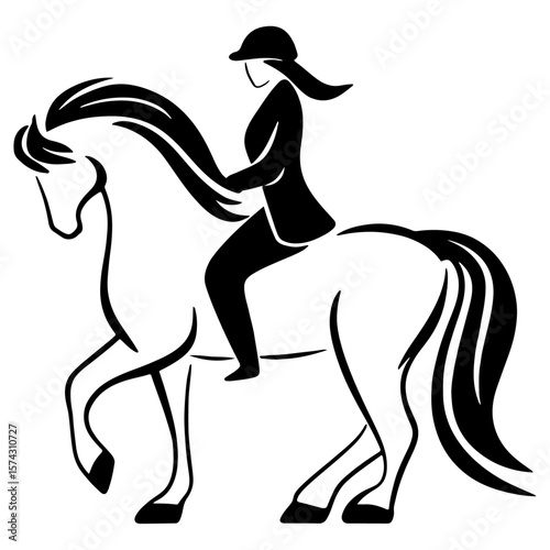 Icelandic Horse with Rider – Minimalist Vector Logo Design