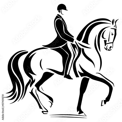 Dressage Horse and Rider – Elegant Black and White Vector Logo