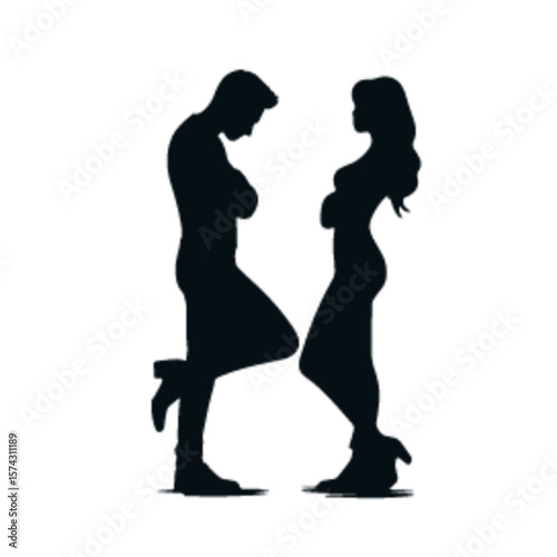 set of Couple quarrelling silhouette vector