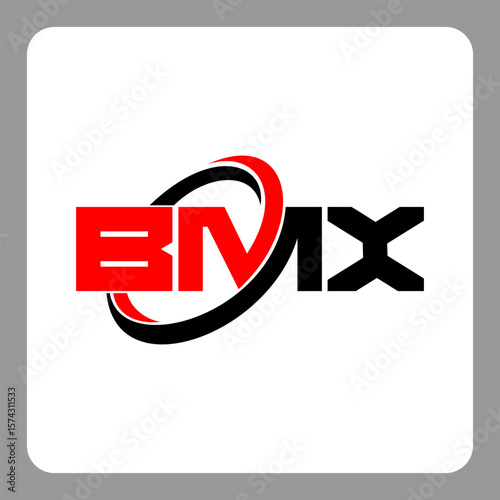 BMX logo. BMX letter. BMX letter logo design. Initials BMX logo linked with circle and uppercase monogram logo. Modern Red and Black Initials Logo for Corporate, BMX typography for technology,