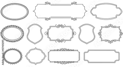 A diverse collection of elegant vintage frames and decorative ornate borders provides classic design elements for various projects.