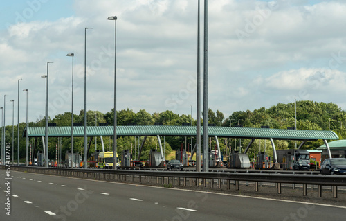 Birmingham England UK. 07.07.2025. M6 Toll  on Midlands Expressway  traffic at pay station.