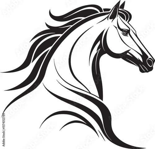 Majestic horse head with flowing mane equine animal