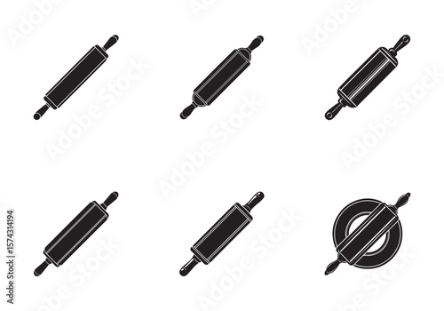 set of rolling pin icon silhouette vector illustration