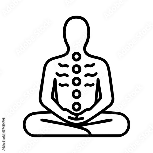 Meditating figure with energy centers showing holistic alignment and chakra balance
