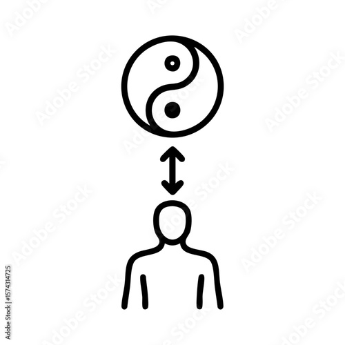 Human connecting with yin yang symbol for spiritual balance and holistic alignment