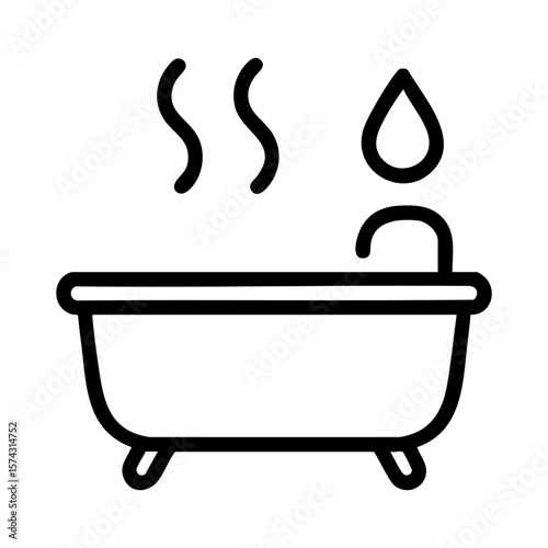 Hot bath with steam icon representing physical relaxation recovery and self care