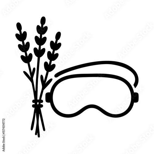 Sleep mask and lavender icon for calming nighttime rest and recovery