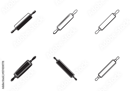 set of rolling pin icon line art vector illustration
