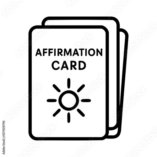 Affirmation cards icon with sun symbol representing positive mindful intention