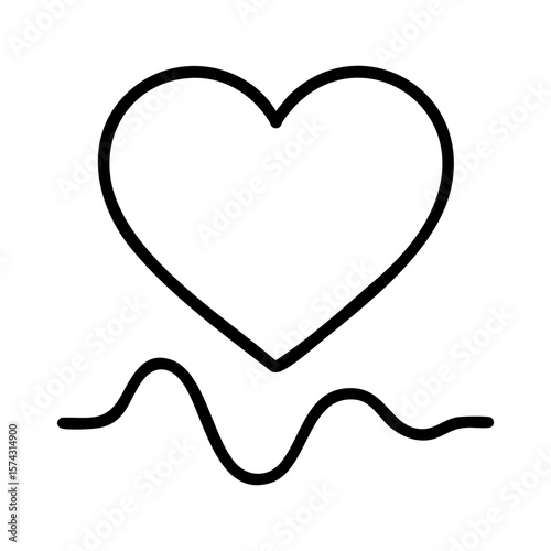 Heart outline with wave rhythm representing breathing and heartbeat
