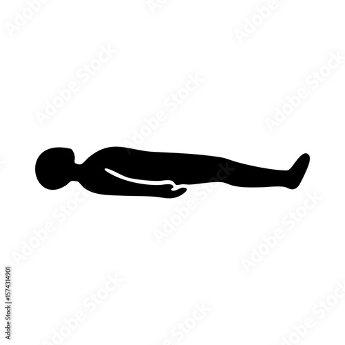 Person lying flat on back in savasana yoga relaxation pose
