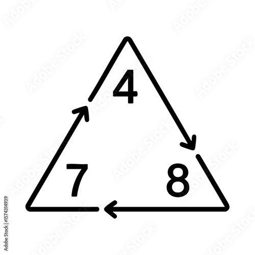 Triangle breathing diagram icon with 4-7-8 technique arrows