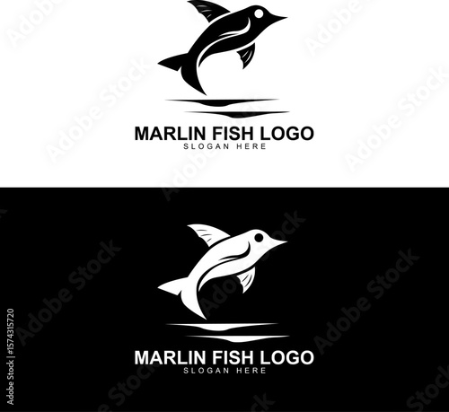 Monochrome Vector Marlin Fish Logo Design