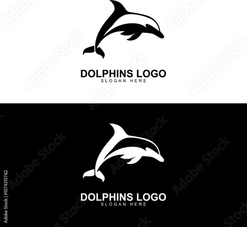 Monochrome Vector Dolphin Logo Design