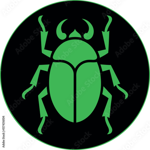 Green beetle insect vector illustration graphic design bug pest control entomology icon symbol 95char