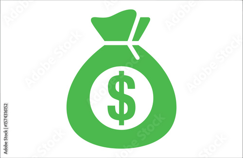 Green money bag icon vector illustration graphic design concept for finance wealth and savings