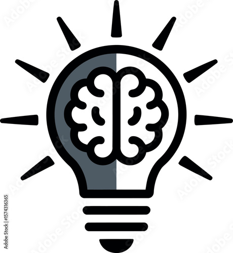 Brain bulb idea concept innovation creative thinking solution inspiration vector design icon