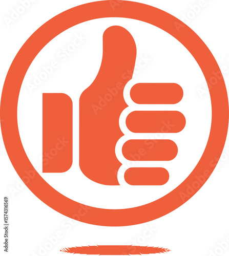 Orange thumbs up icon vector illustration for social media like button and approval design element