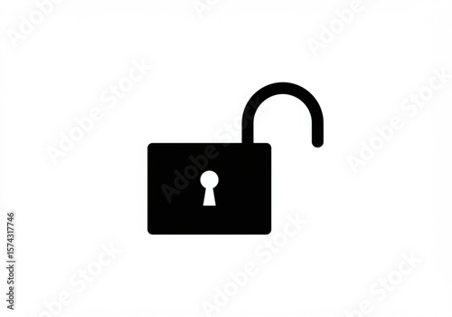 Simple black icon of an unlocked padlock on a white background