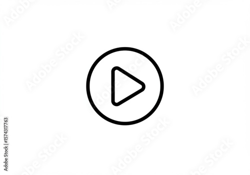 Simple black play button icon inside a circle on a white background