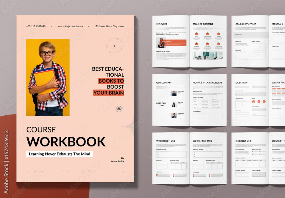Printable Learning Course Workbook Layout Stock Template | Adobe Stock