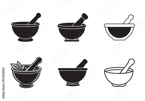 mortar and pestle icon silhouette vector illustration