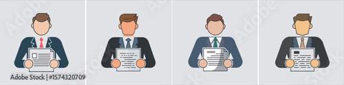 Employee holding documents | flat icon collection.eps