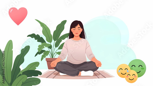 Woman Practicing Mindfulness Meditation for Mental Health and Well-being