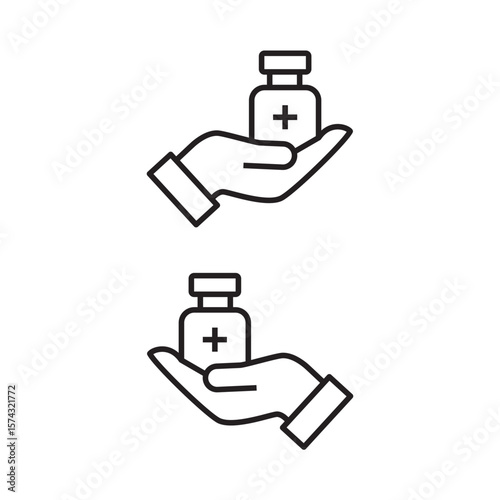 薬瓶を持つ手のアイコン