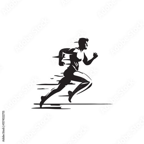 Running Man Silhouette – Athletic Male in Motion Vector Cutout