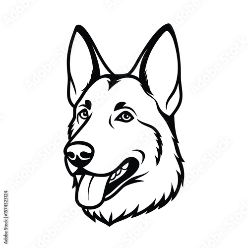 German shepherd dog head vector illustration