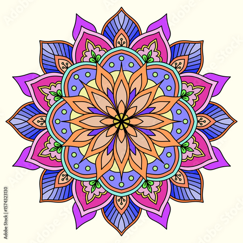 abstract floral background, Vibrant mandala with intricate floral patterns, Vintage decorative elements. Oriental pattern, vector illustration. Islam, Arabic, Indian, Moroccan, Spain, Turkish
