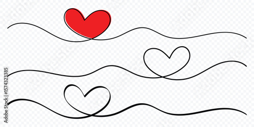 Abstract love symbol. Black outline of a heart made with a single continuous line. Minimalistic Doodle vector. Continuous line art drawing vector illustration