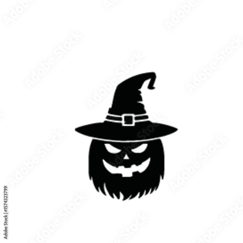 Set of halloween silhouettes black icon and character. Vector illustration. Isolated on white background