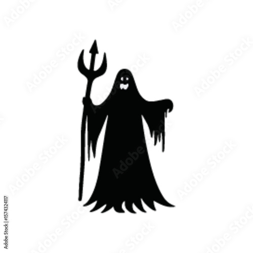 Set of halloween silhouettes black icon and character. Vector illustration. Isolated on white background