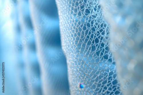 Close-Up Abstract Texture of Blue Bubble Wrap with Soft Lighting